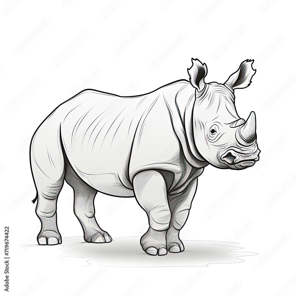 Coloring book for children depicting arhino