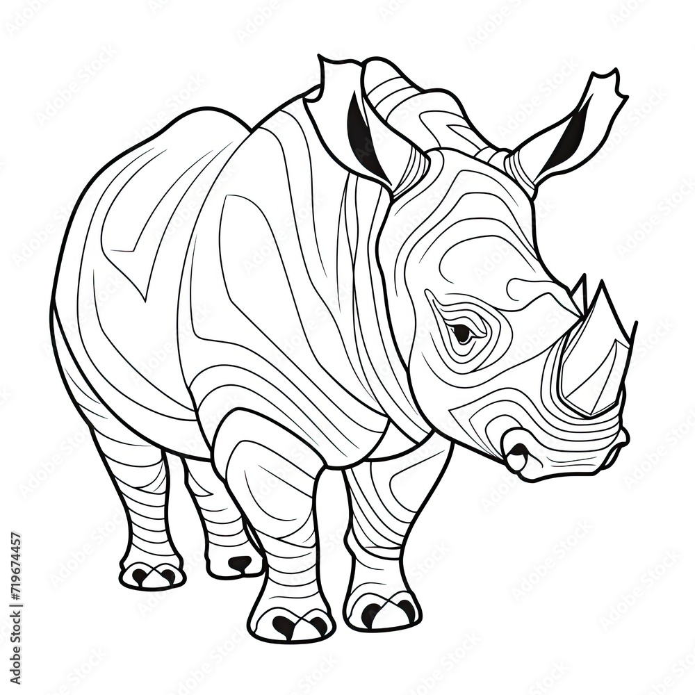 Coloring book for children depicting arhinoceros