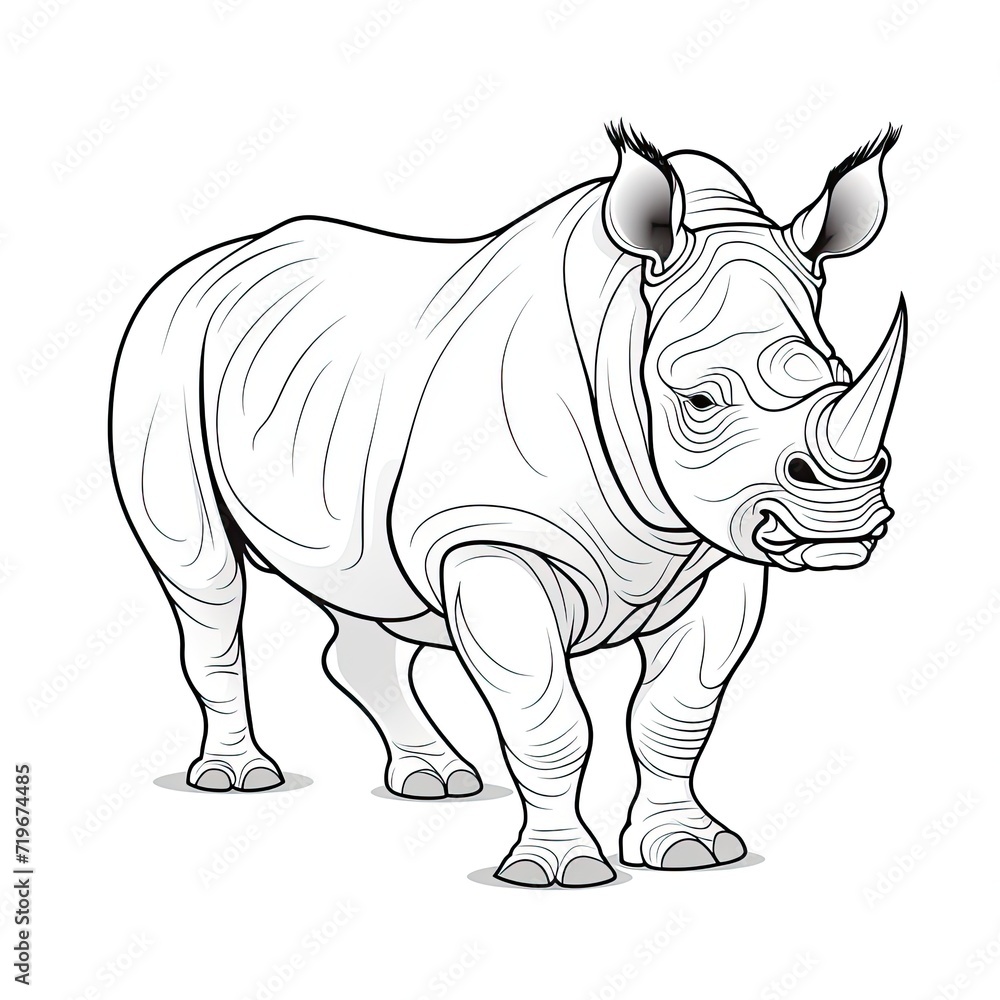 Fototapeta premium Coloring book for children depicting arhinoceros