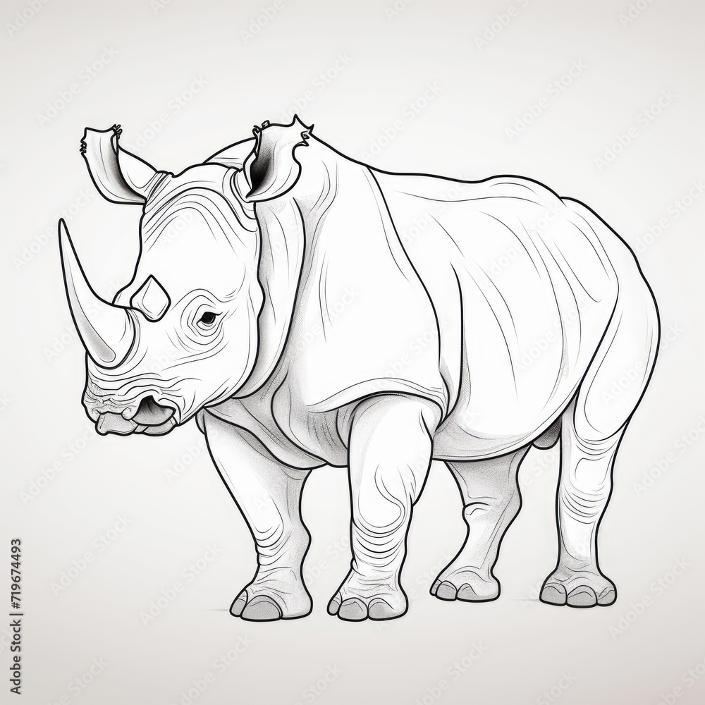 Fototapeta premium Coloring book for children depicting arhinoceros