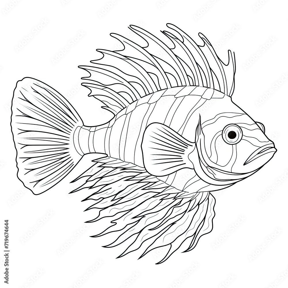 Fototapeta premium Coloring book for children depicting ascorpionfish