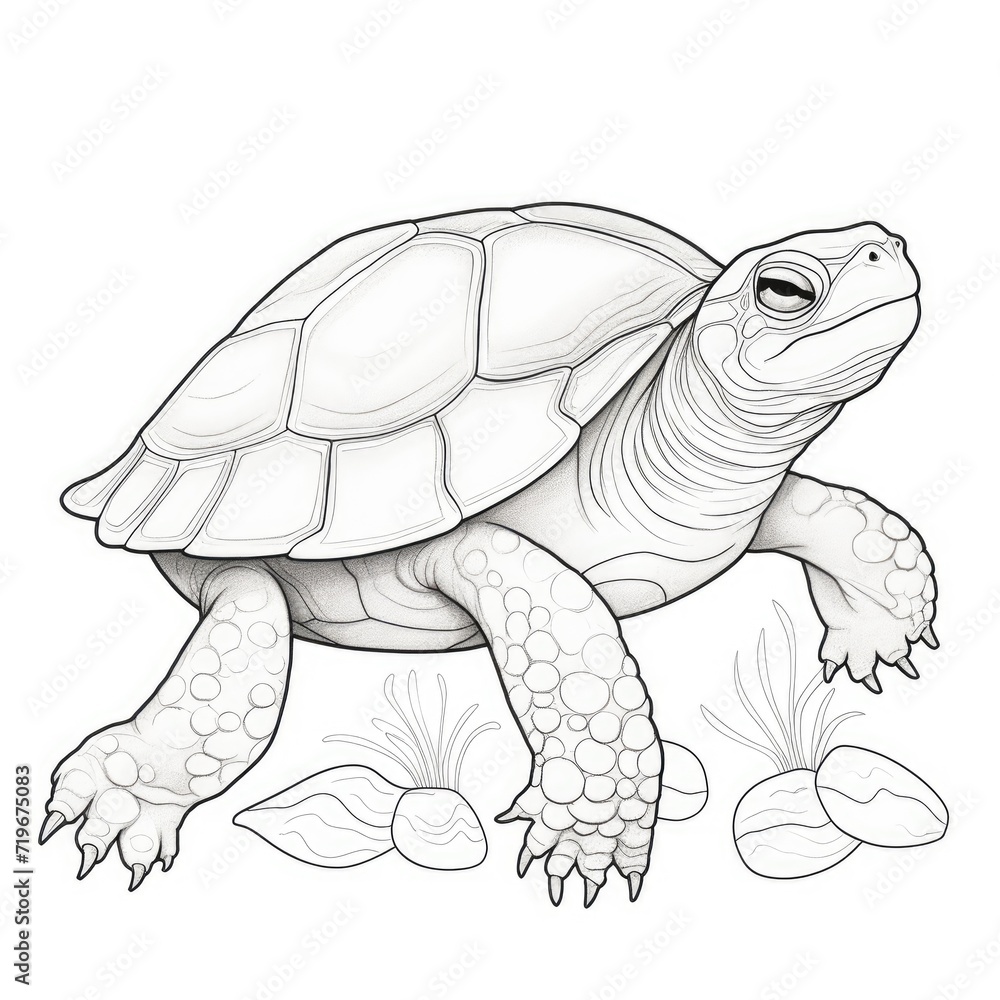 Fototapeta premium Coloring book for children depicting asoftshell turtle