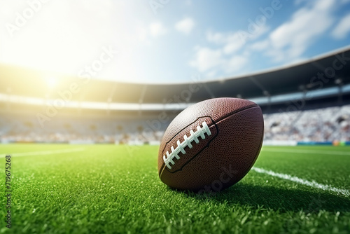  Spirited Game  American Football Ball on Stadium Lawn   
