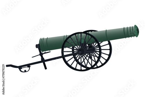 Antique cannon illustration. An old gun gun on a white background. Illustration cannon
