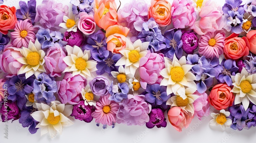 Spring flowers pattern top view Spring flowers pattern top view