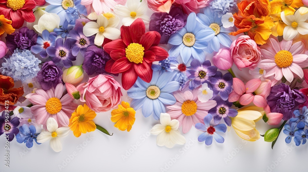 Spring flowers pattern top view Spring flowers pattern top view