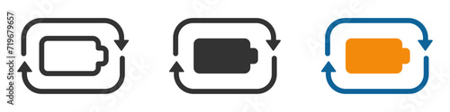 Replace battery flat vector icons set