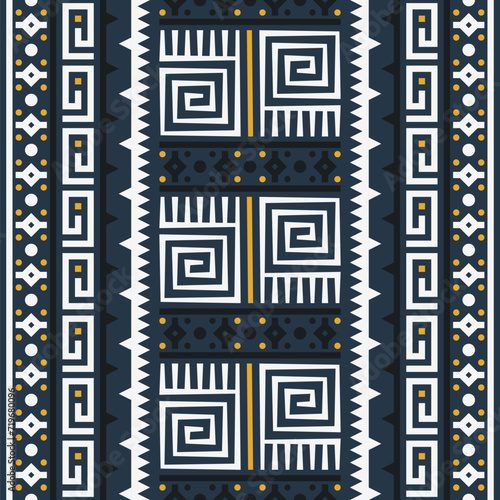 Tribal Seamless Pattern. Ethnic Geometric Vector Background. Aztec, Mayan or Inca Style