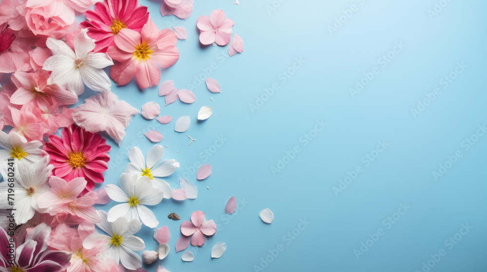 spring flowers on beige color with copy space spring flowers on beige color with copy space