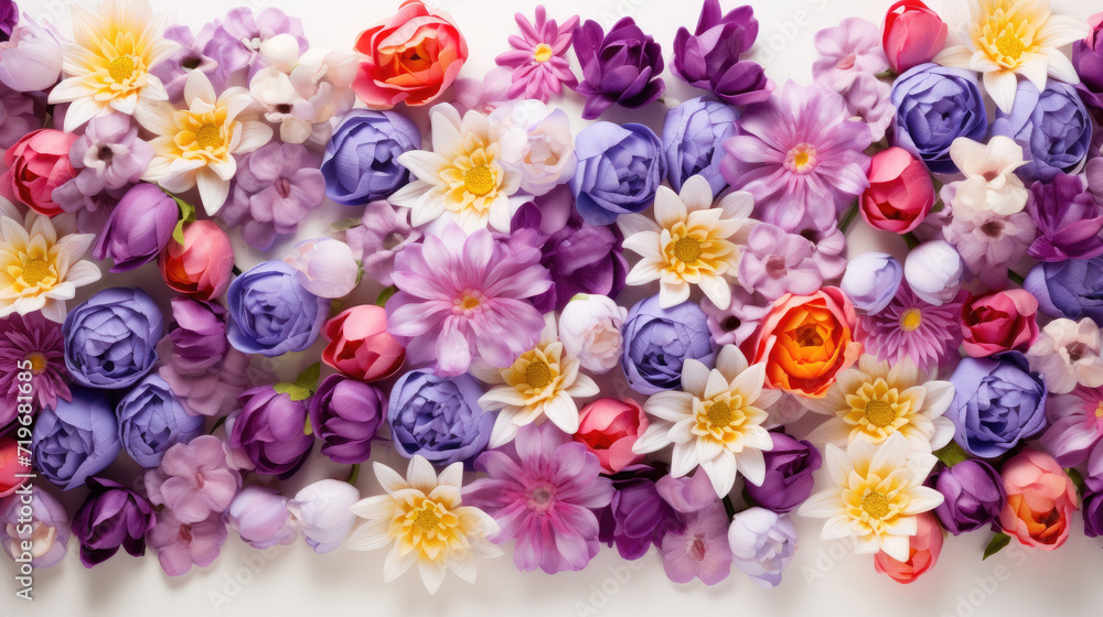 spring flowers pattern background top view