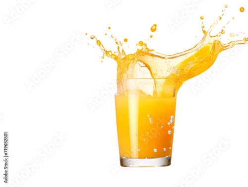 a glass of orange juice with a slice of orange