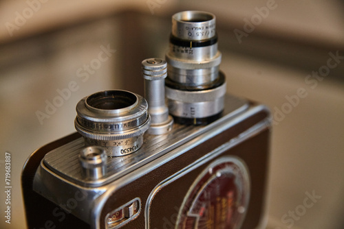Close-up Vintage Film Camera with Textured Details