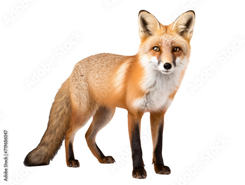 a fox standing on a white background