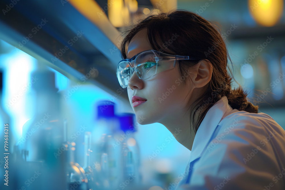 A female Asian scientist working at a laboratory A female Asian scientist working at a laboratory