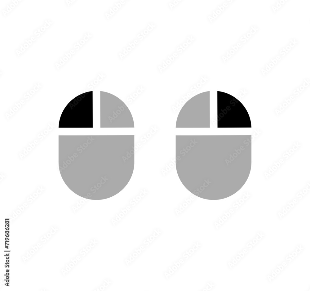 Left and right mouse click icon. Vector simple computer mouse icon. Left and right mouse click icon. Vector simple computer mouse icon.