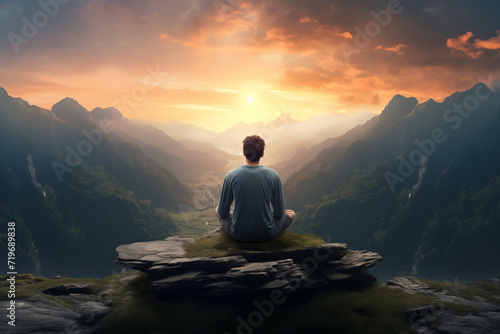 Sunrise Meditation Amidst Majestic Mountains