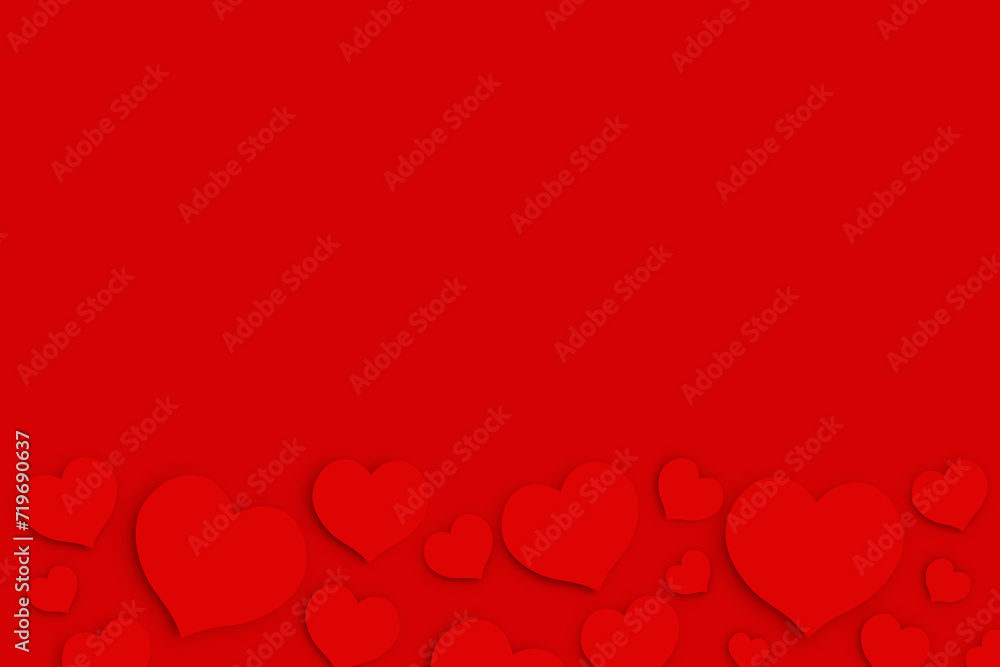 Heart elements on red background with copy space
