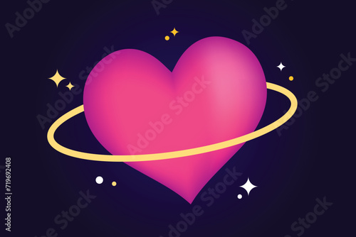 Heart planet  background  for valentine's day  card , A heart with a ring around it that looks like the planet Saturn.
