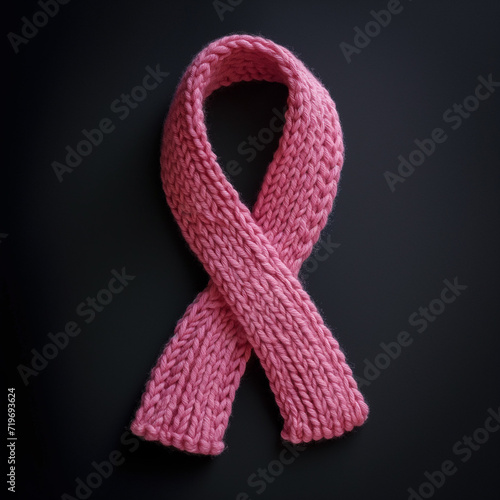 World Cancer Day symbol banner knitted