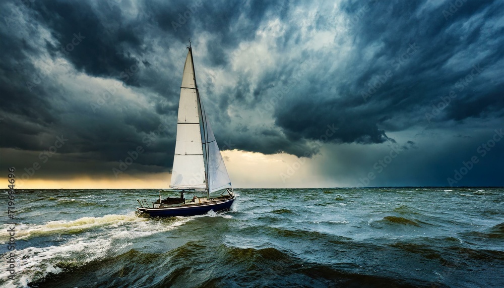 sailboat on a stormy sea