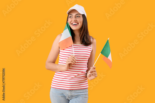 Young woman with flags of I...