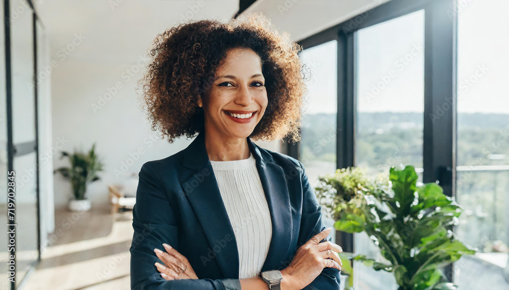 Afro-American middle aged business woman, freelance professional ...