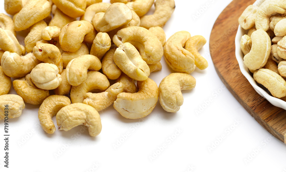 Cashew nuts on white background. Cashew nuts on white background.