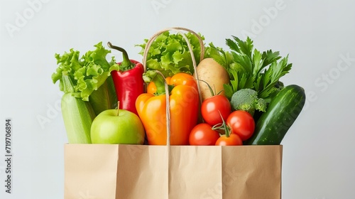 vegetables in a paper bag isolated on background