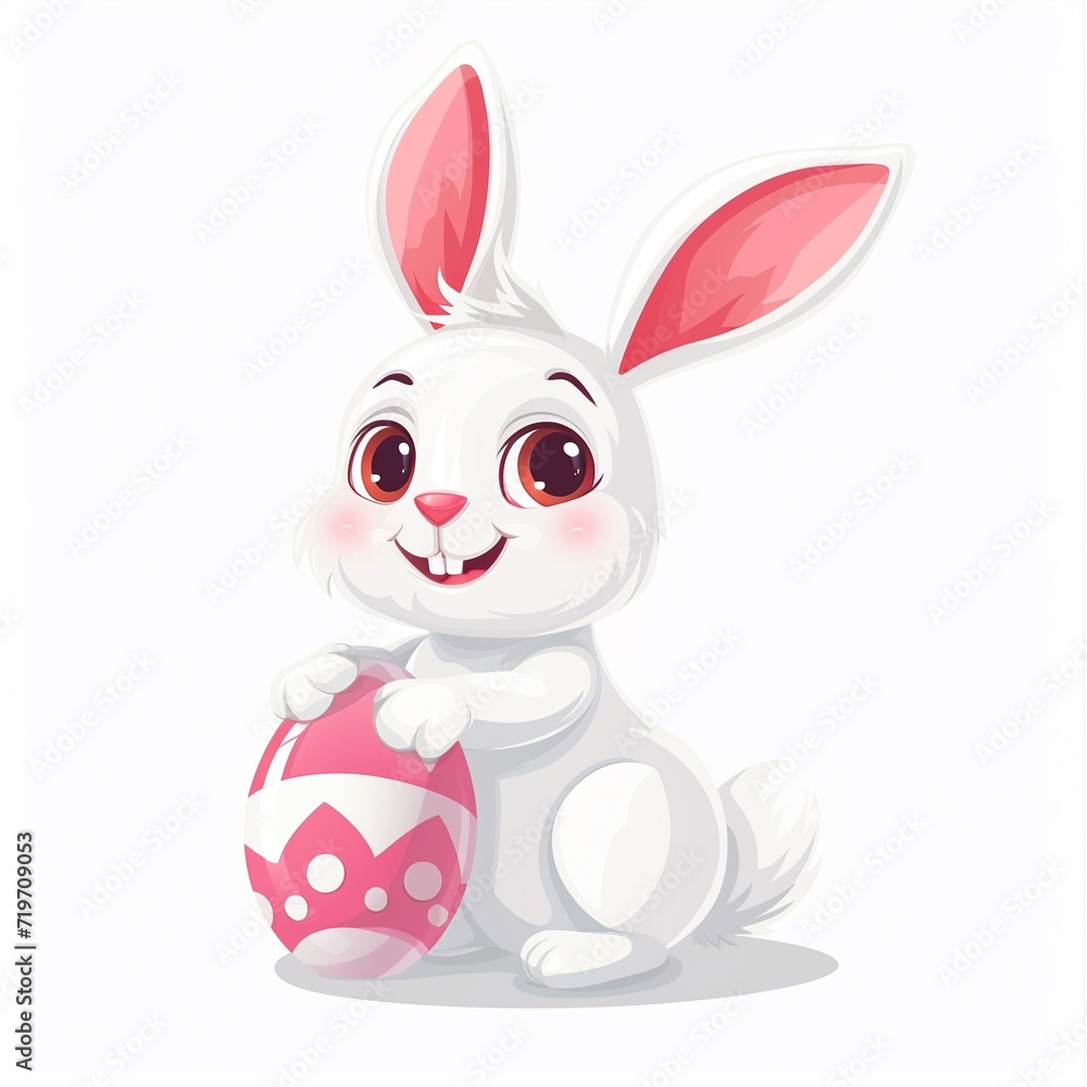 Cute rabbit with easter eggs, Happy Easter bunny, cartoon illustration. Cute rabbit with easter eggs, Happy Easter bunny, cartoon illustration.