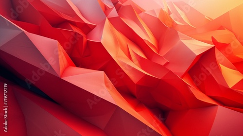 Vibrant abstract polygonal landscape in red and orange hues