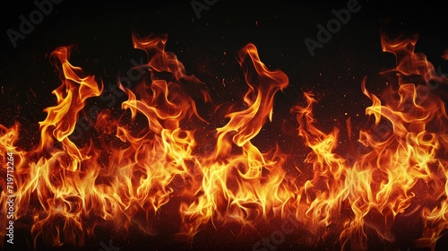 Burning fire flames on dark background