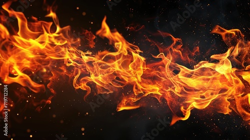 Burning fire flames on dark background © eireenz