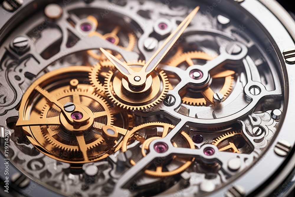 Closeup of clockwork mechanism. Time and business concept. Selective focus. Wheel of time. Technology gears background. Watch mechanism. Closeup of clockwork mechanism. Time and business concept. Selective focus. Wheel of time. Technology gears background. Watch mechanism.