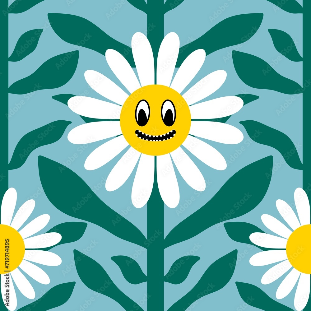 Cartoon retro floral seamless flower pattern for fabrics and linens and wrapping paper and kids clothes print Cartoon retro floral seamless flower pattern for fabrics and linens and wrapping paper and kids clothes print