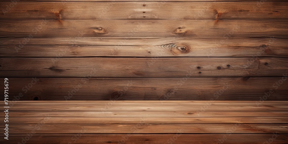 Fototapeta premium Wooden floor texture for displaying products, ideal for design templates.