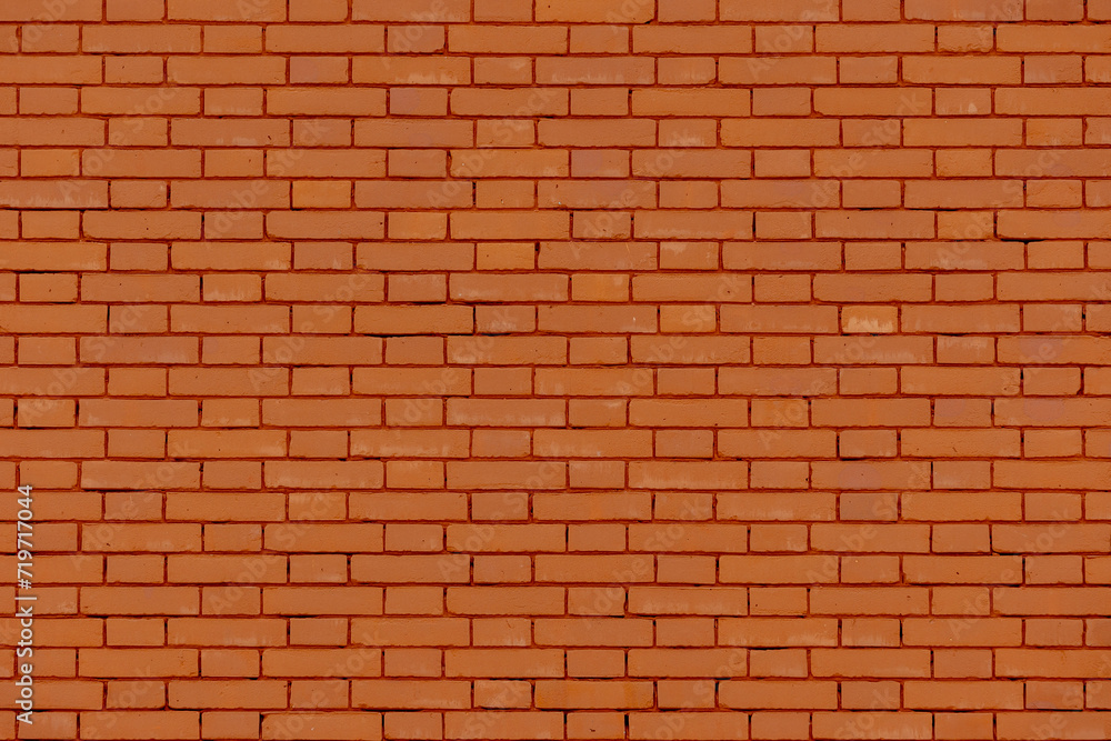 Orange brick background, Abstract geometric pattern texture, Red brown bricks block texture, Outdoor building wall, Can be used as background for display or montage products.