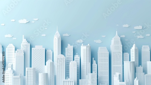 Papercut city buildings background