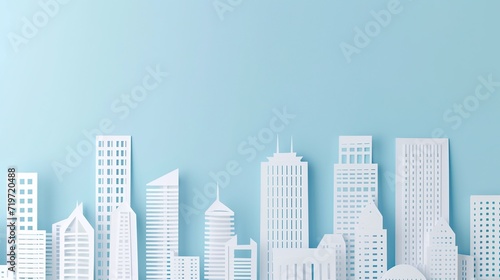 Paper cut city buildings background