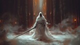 Ghost guardian in white robes