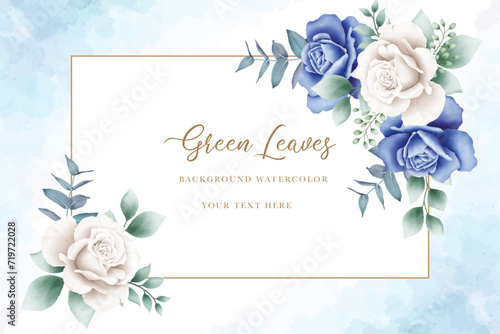Luxury navy blue watercolor floral background