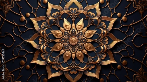 Luxury golden mandala islamic ornamental arabesque pattern. AI generated image