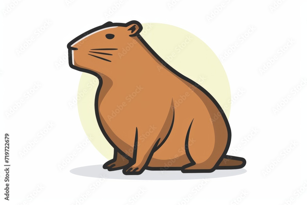 A cartoon capybara, vector flat icon illustration, Modern Line Icon, bold lines, vibrant color, linear patterns, isolate on white A cartoon capybara, vector flat icon illustration, Modern Line Icon, bold lines, vibrant color, linear patterns, isolate on white