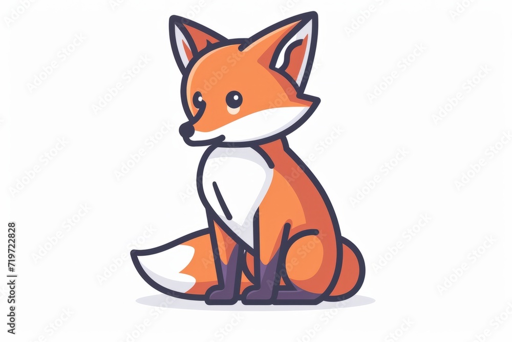 A cartoon fox, vector flat icon illustration, Modern Line Icon, bold lines, vibrant color, linear patterns, isolate on white A cartoon fox, vector flat icon illustration, Modern Line Icon, bold lines, vibrant color, linear patterns, isolate on white