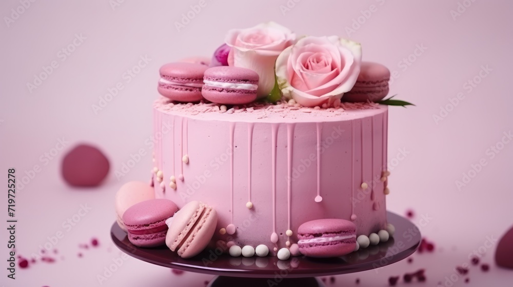 Beautiful Wedding cake snack dessert in pink tones. AI generated image