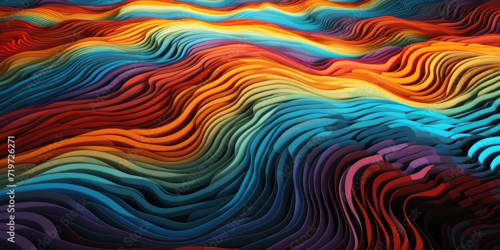 Obraz premium Multicolored ethnic carpet pattern with abstract wave effect for interior design.