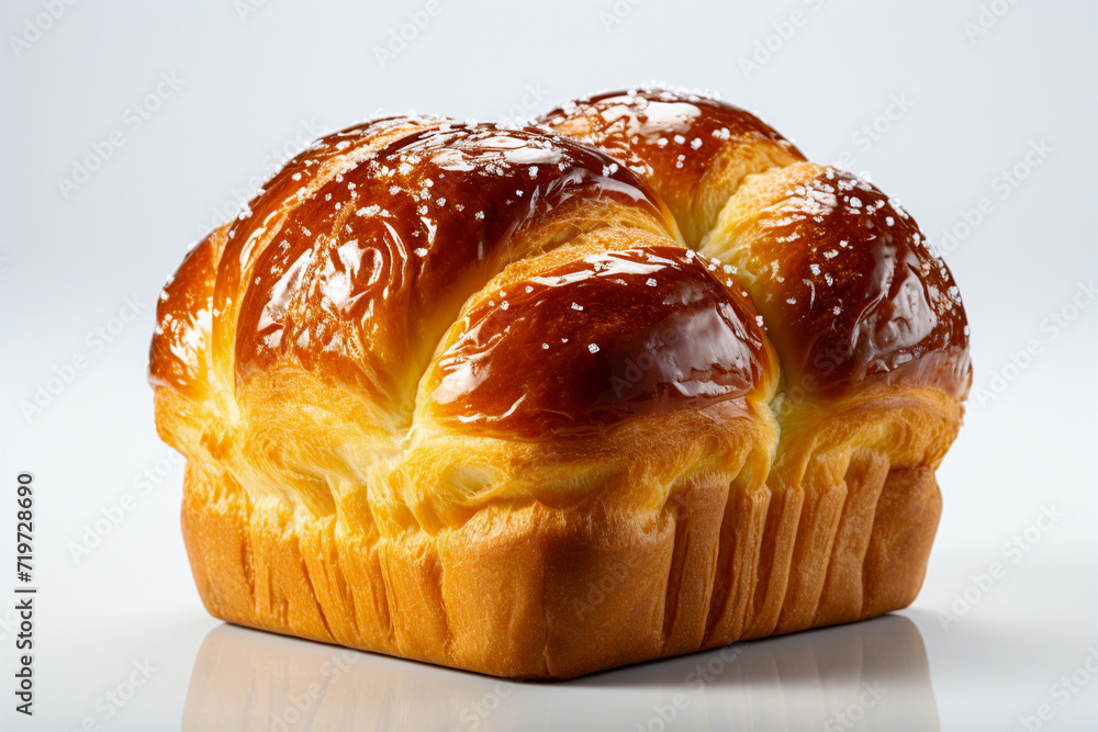 Artisanal brioche loaf with sugar flakes on top - generative AI Artisanal brioche loaf with sugar flakes on top - generative AI