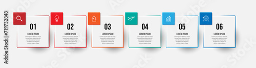 Vector Infographic label design template with icons and 6 options or steps. Can be used for presentation banners, workflow layouts, flow charts, infographics, your business presentations