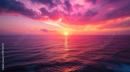 Aerial view sunset sky,Nature beautiful Light Sunset or sunrise over sea,Colorful dramatic majestic scenery sunset Sky with Amazing clouds and waves in sunset sky purple light cloud background