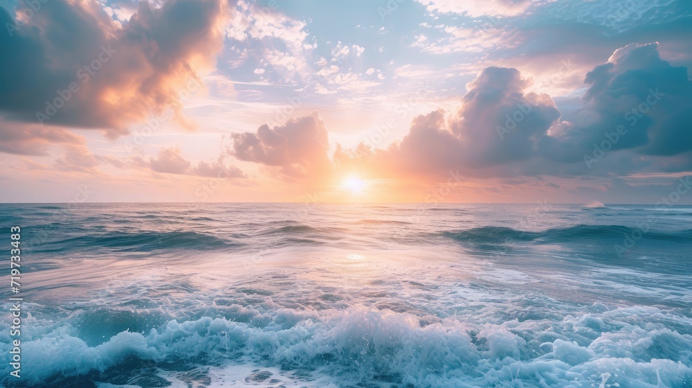 Beautiful cloudscape over the sea, sunrise shot - obrazy, fototapety, plakaty 