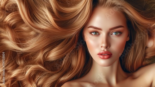 Beauty girl with long and shiny wavy Hair ,coloring and toning